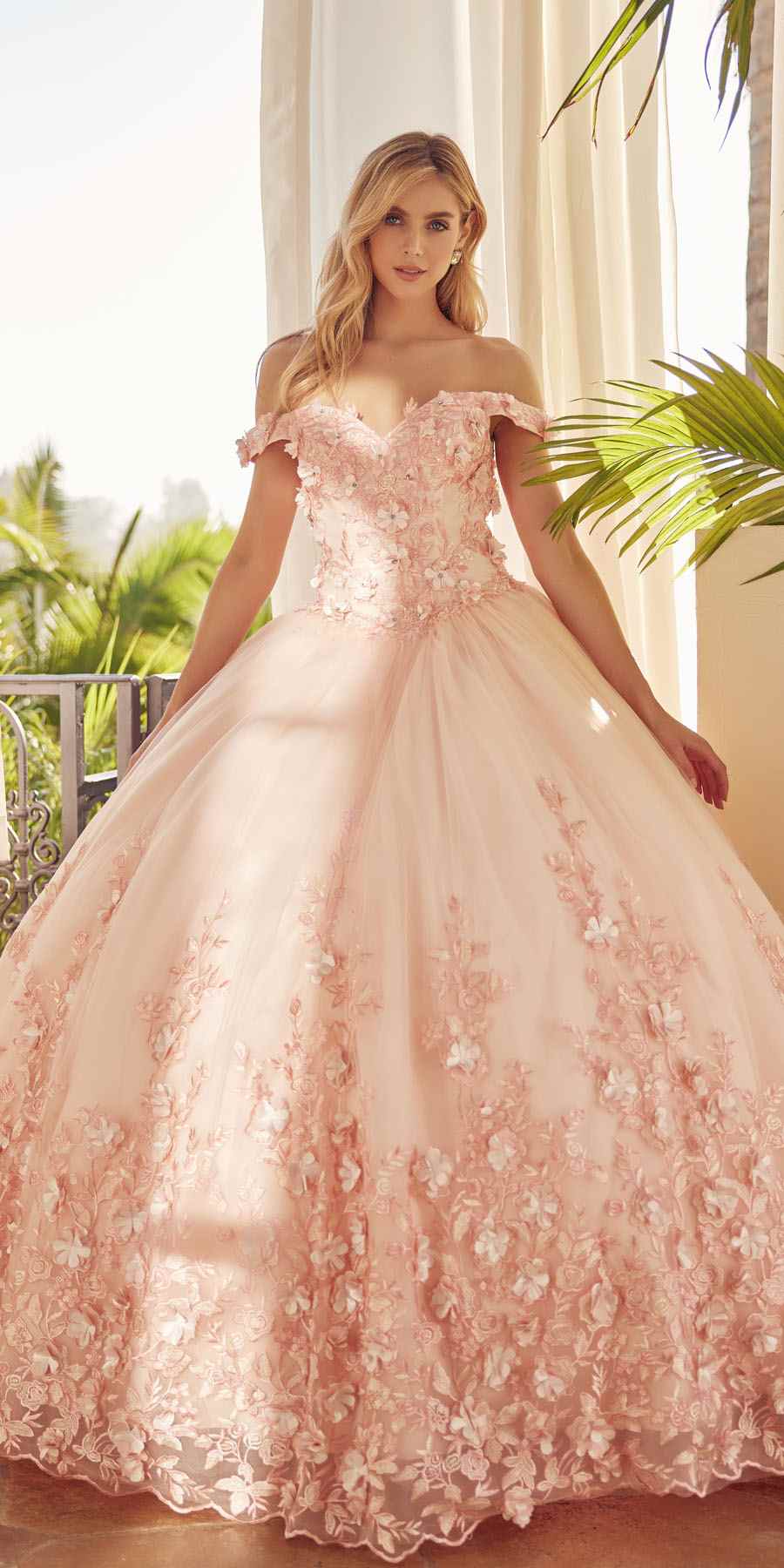 Juliet 1434 Dress Quinceanera Ball Gown 3D Floral Embroidered by DiscountDressShop