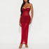 Tube Top Milk Silk Stitching Mesh Drilling Party Hip Wrapped Long Dress by Ragazza