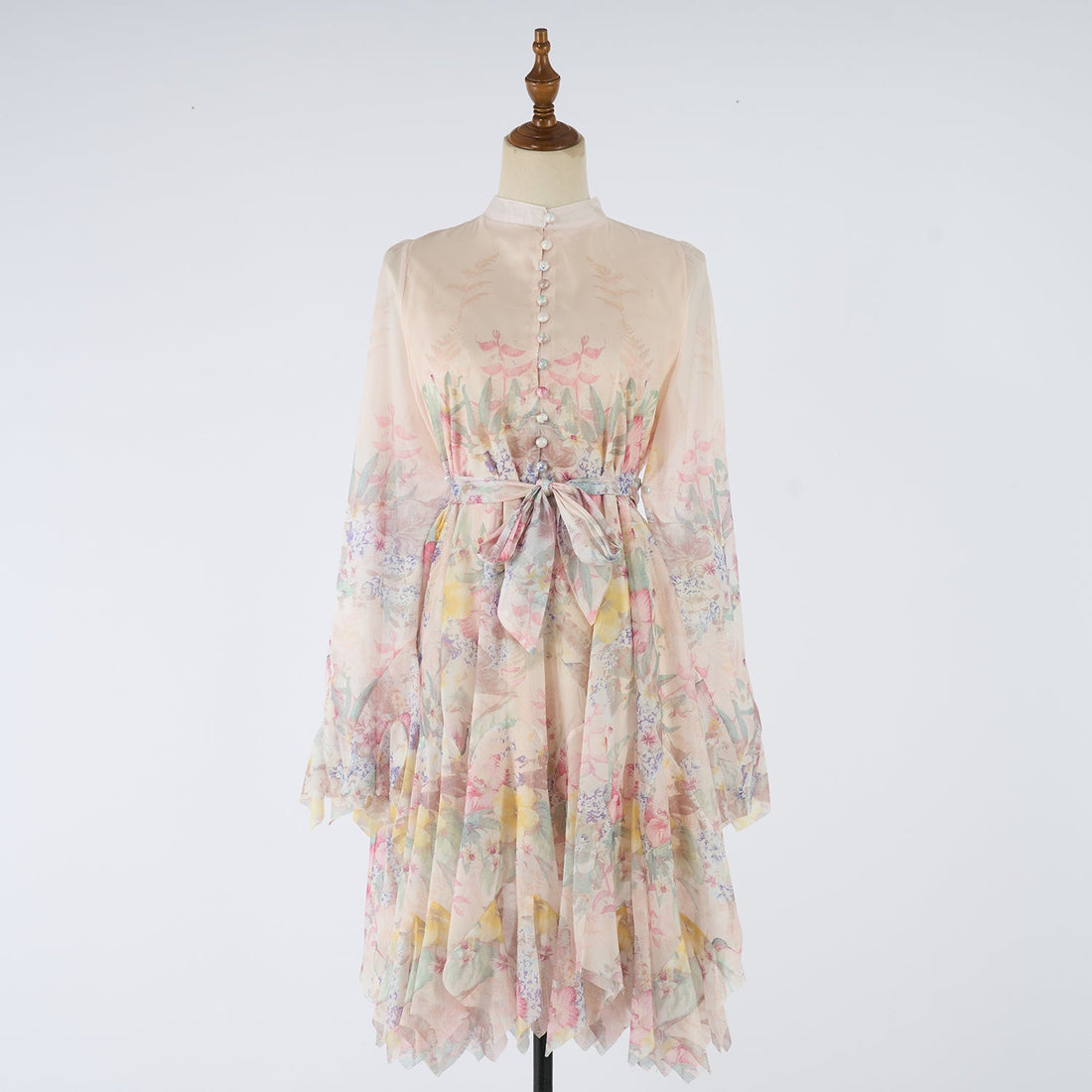 Women Short Printed Dress With Button Down Front by Ragazza