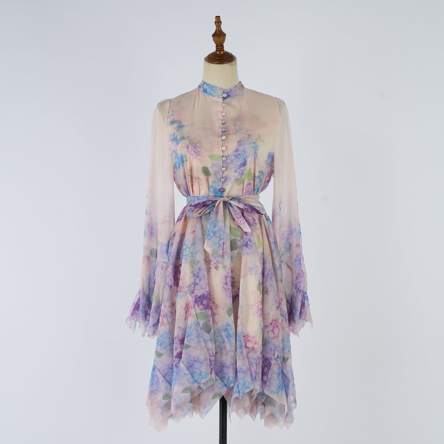 Women Short Printed Dress With Button Down Front by Ragazza