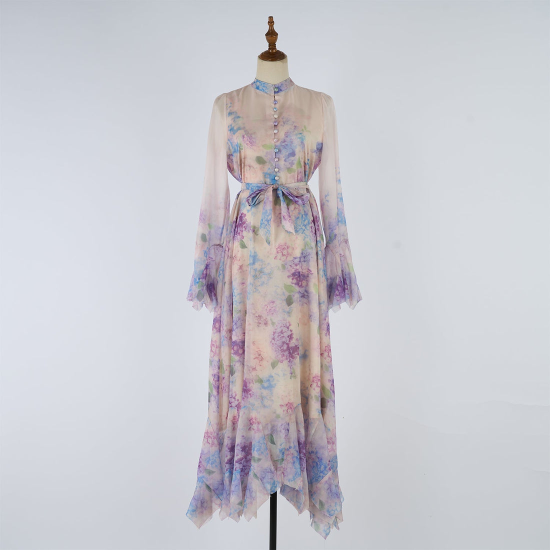 Women Printed Button Up Long Dress by Ragazza