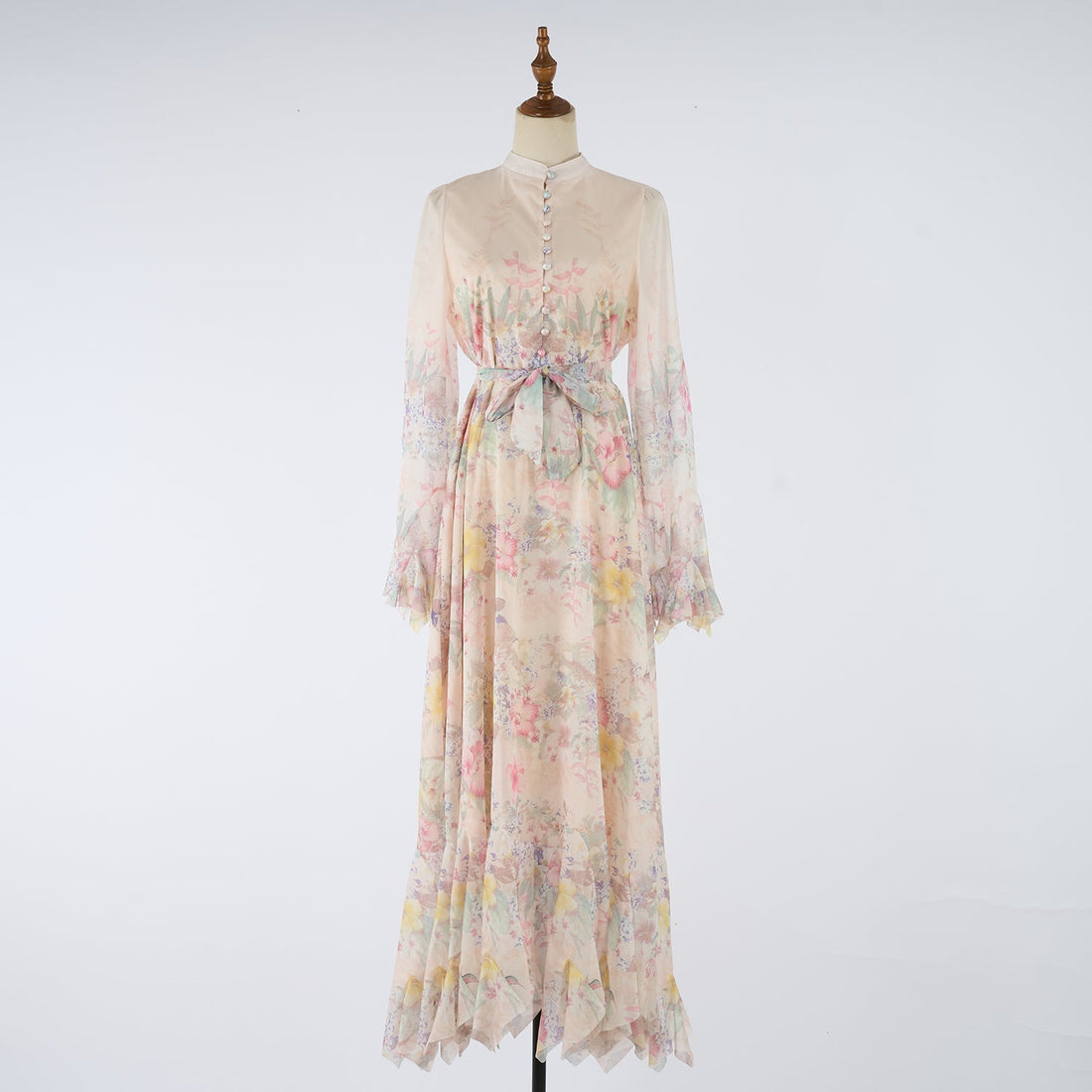 Women Printed Button Up Long Dress by Ragazza