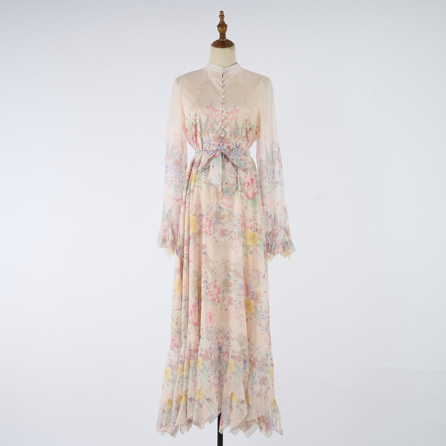 Women Printed Button Up Long Dress by Ragazza