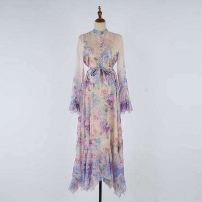 Women Printed Button Up Long Dress by Ragazza