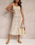 Women Check Patterned Hand Woven Open Length Strapless Dress by Ragazza