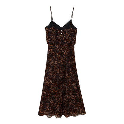 Women Clothing Autumn Lightly Mature Animal Print Midi Strap Dress by Ragazza