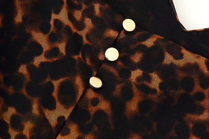 Women Clothing Autumn Lightly Mature Animal Print Midi Strap Dress by Ragazza
