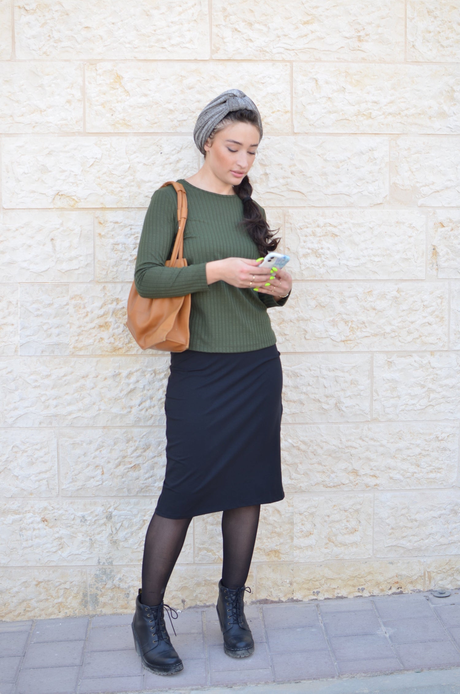 Cotton Spandex Pencil Skirt - Classic Modest Fit by Kosher Casual USA