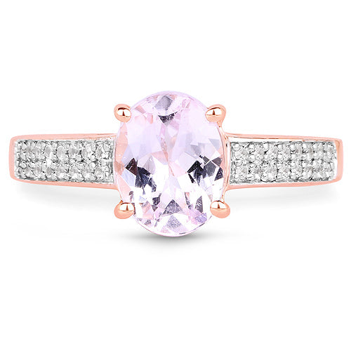 14K Rose Gold Plated 2.91 Carat Genuine Kunzite and White Zircon .925 Sterling Silver Ring by Bids.com