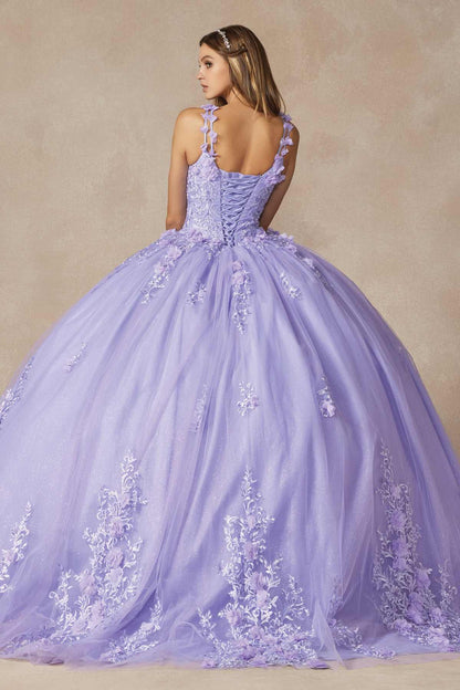 Juliet 1437 Floral Applique Quinceanera Ball Gown With 3D Flowers by DiscountDressShop