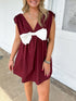 Ladies Ball Character Satin Bow Backless Ruffled Dress Short Dress by Ragazza