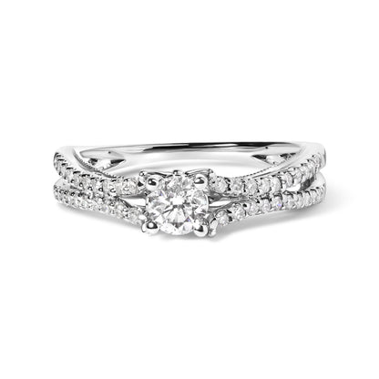 14K White Gold 5/8 Cttw Diamond Split Shank Engagement Ring (G-H Color, VS2-SI1 Clarity) - Size 7 by Bids.com