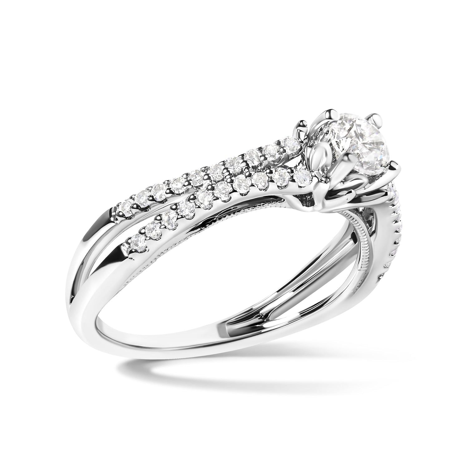 14K White Gold 5/8 Cttw Diamond Split Shank Engagement Ring (G-H Color, VS2-SI1 Clarity) - Size 7 by Bids.com