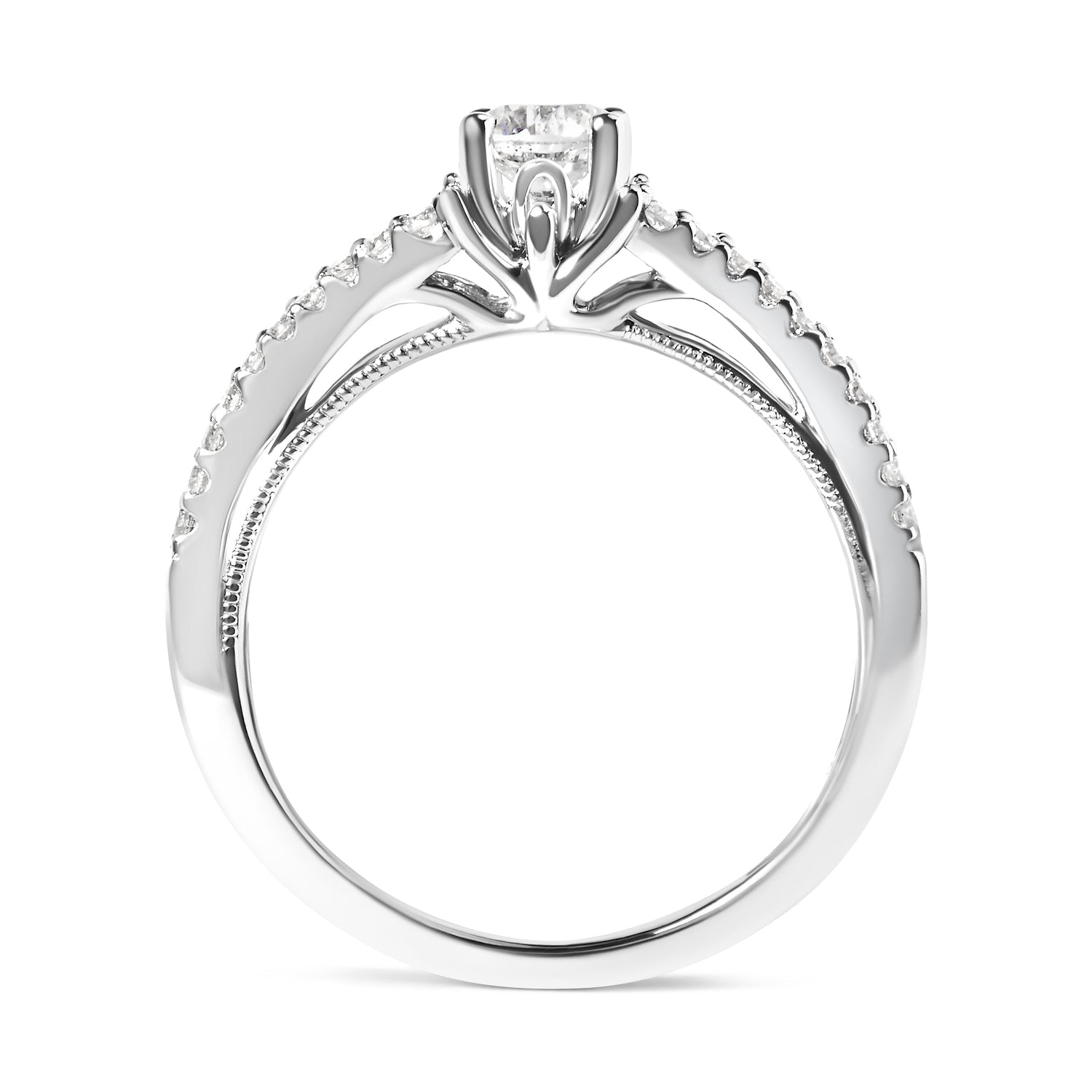 14K White Gold 5/8 Cttw Diamond Split Shank Engagement Ring (G-H Color, VS2-SI1 Clarity) - Size 7 by Bids.com