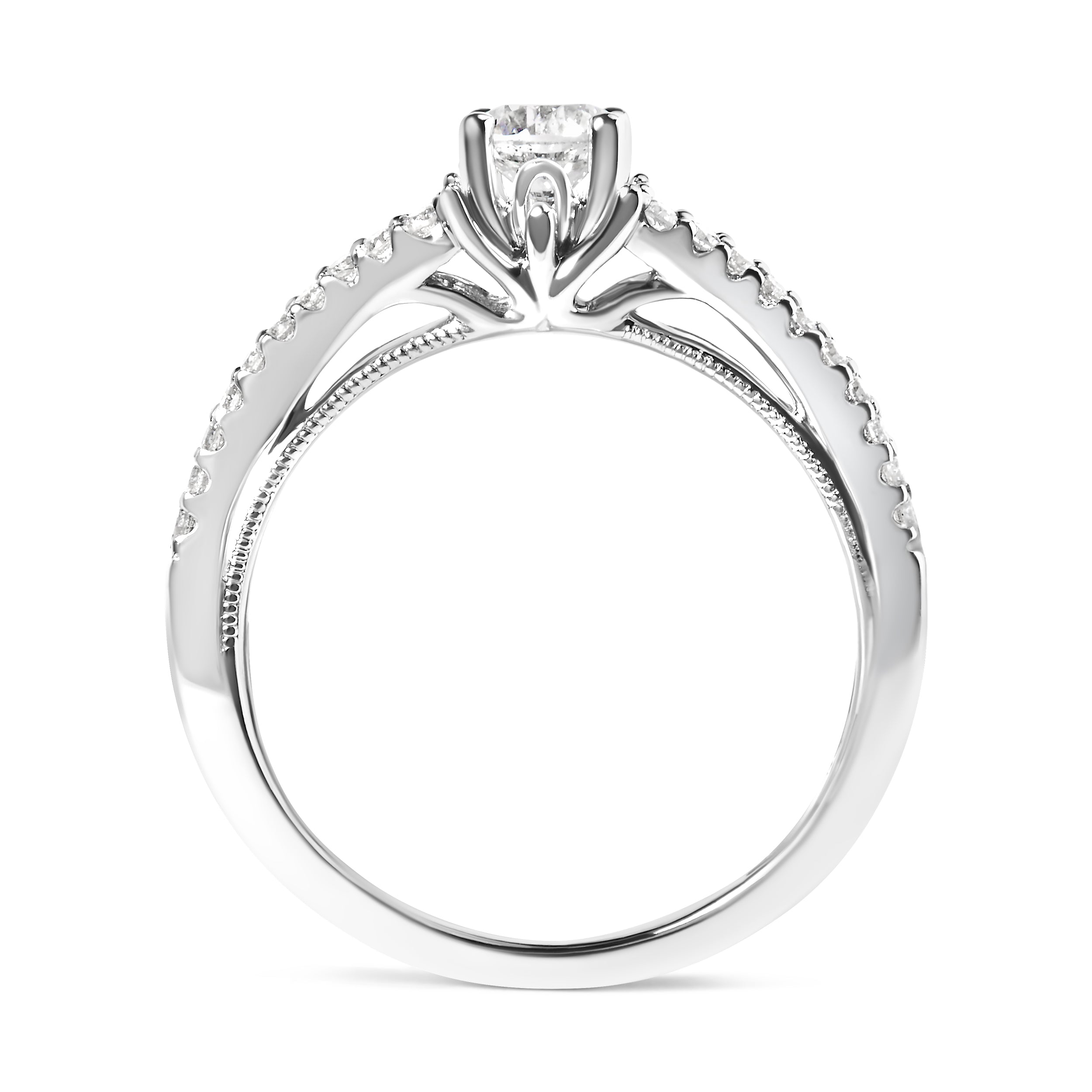 14K White Gold 5/8 Cttw Diamond Split Shank Engagement Ring (G-H Color, VS2-SI1 Clarity) - Size 7 by Bids.com