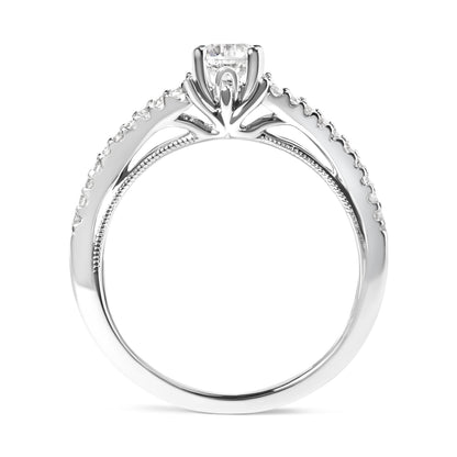 14K White Gold 5/8 Cttw Diamond Split Shank Engagement Ring (G-H Color, VS2-SI1 Clarity) - Size 7 by Bids.com