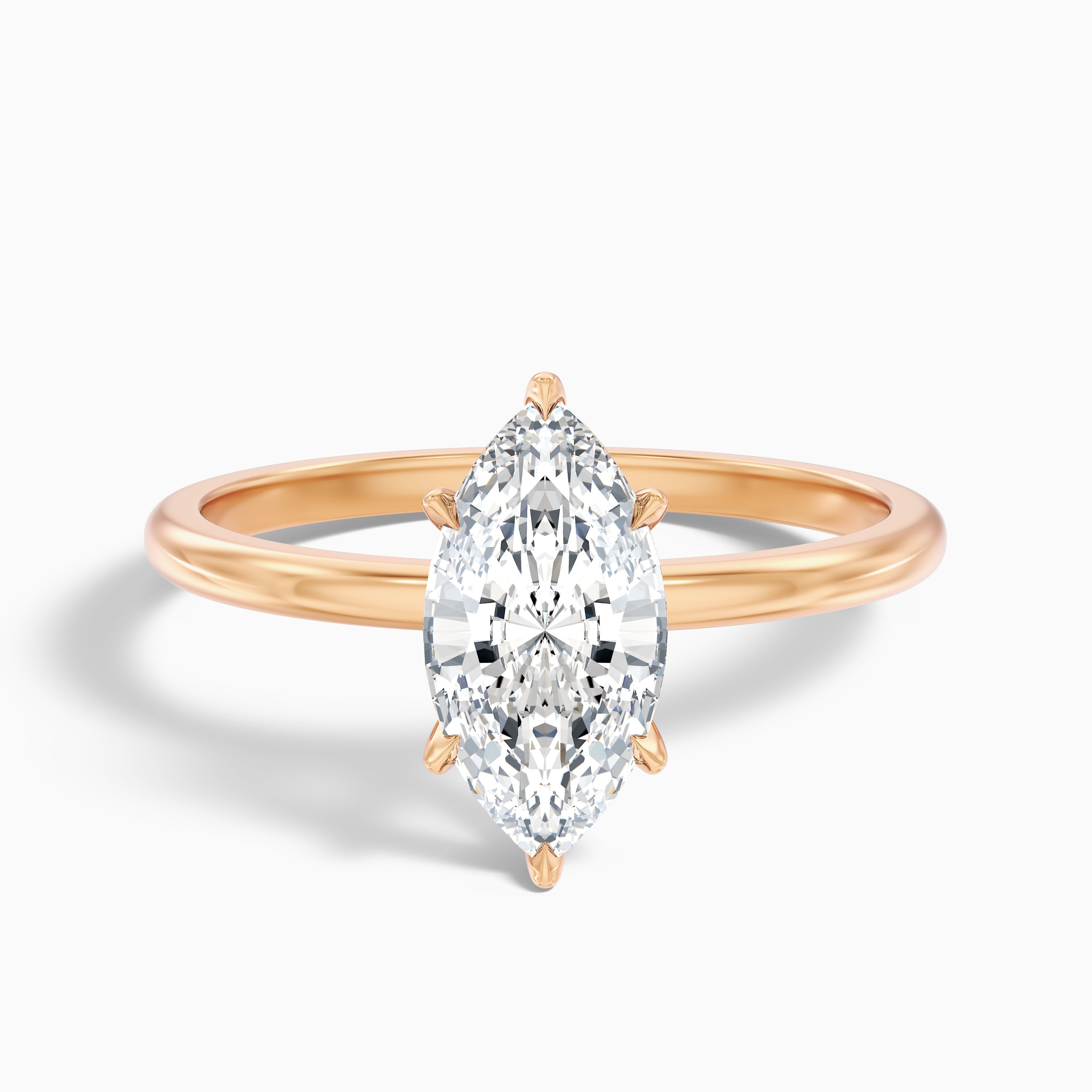 Quinn 3 Carat Marquise Cut Solitaire Moissanite Engagement Ring in 10k Rose Gold