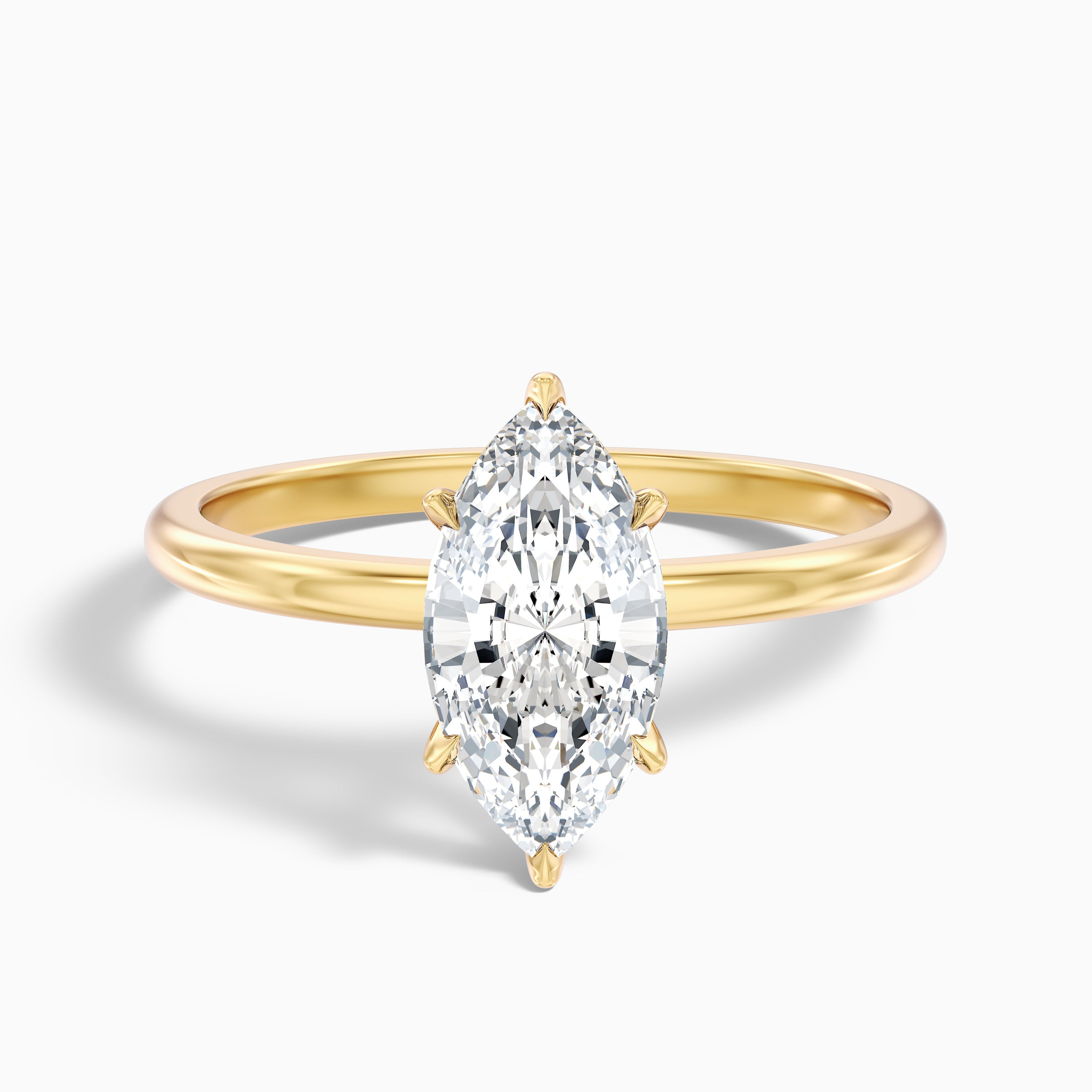 Quinn 3.5 Carat Marquise Cut Solitaire Moissanite Engagement Ring in 14k Yellow Gold