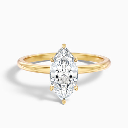 Quinn 3 Carat Marquise Cut Solitaire Moissanite Engagement Ring in 14k Yellow Gold
