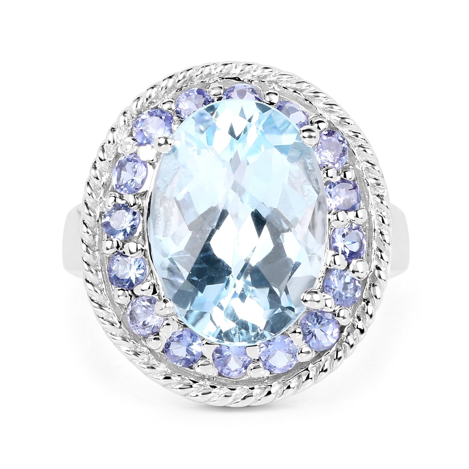 7.41 Carat Genuine Blue Topaz and Tanzanite .925 Sterling Silver Ring by Bids.com
