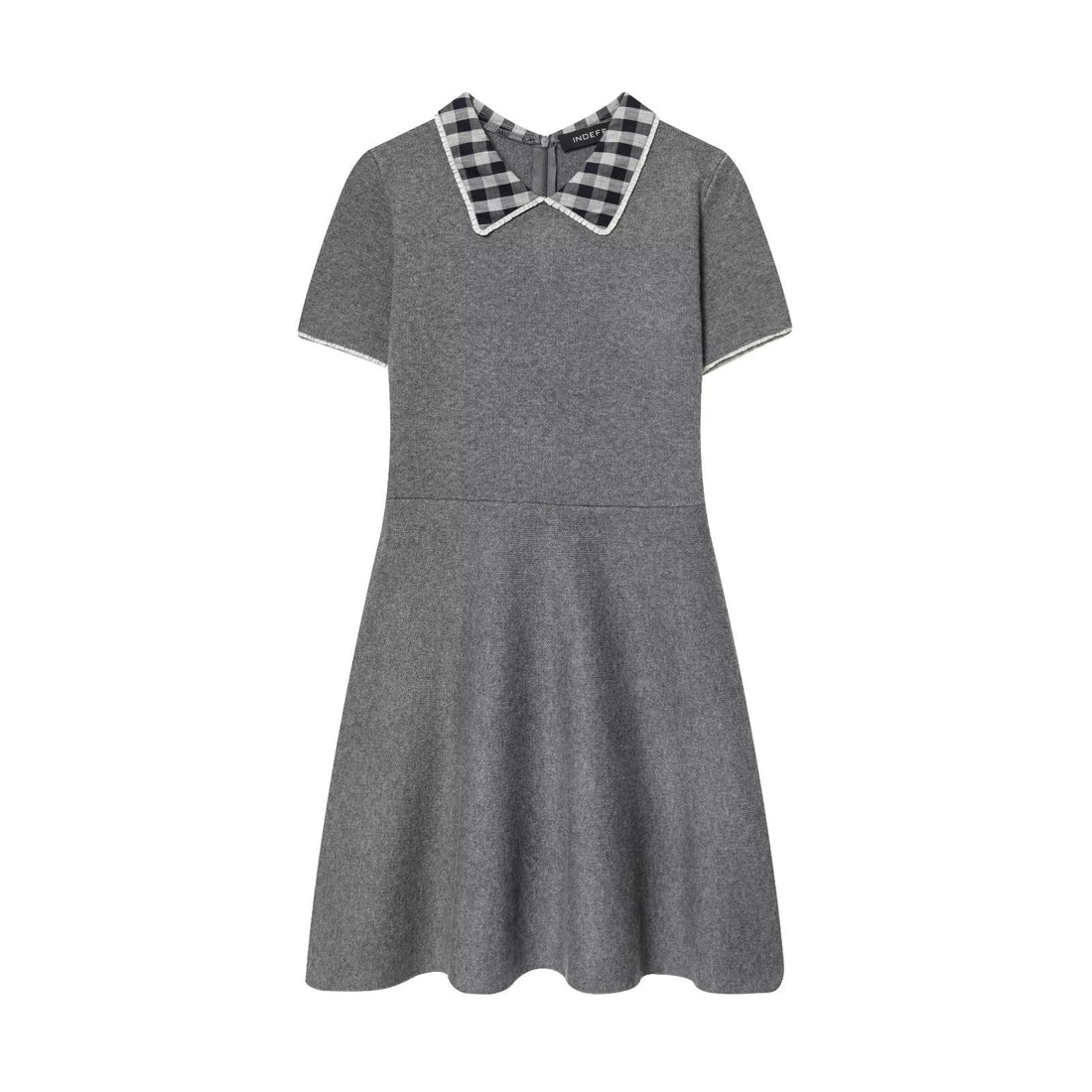 Autumn Tight Waist Slim Fit Plaid Neckline Stitching Dress A line Knitted Short Skirt Women by Ragazza
