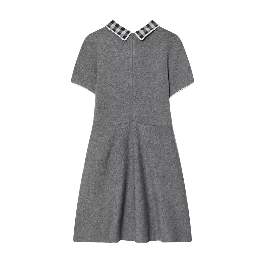 Autumn Tight Waist Slim Fit Plaid Neckline Stitching Dress A line Knitted Short Skirt Women by Ragazza