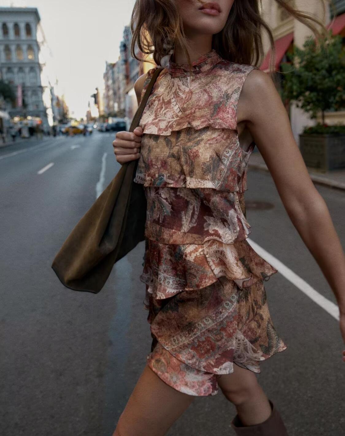 Fall Women Clothing Printing Laminated Decoration Mini Dress by Ragazza