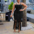 Sexy Sling Fringed Sheath Dress Women Bubble Beads by Ragazza