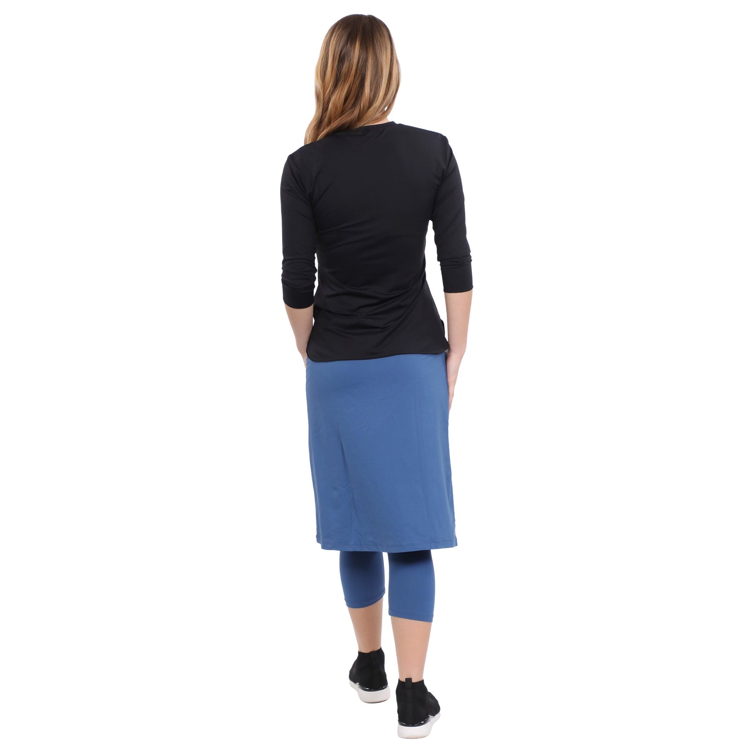 Modest Swim and Sports Midi Skirt with Attached Leggings - UPF 50 Protection by Kosher Casual USA