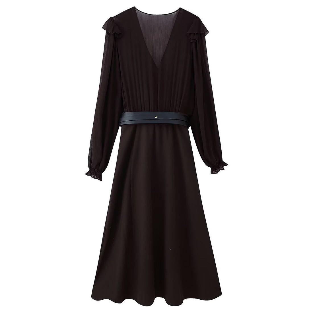 Women Clothing With Belt Stitching Midi Dress by Ragazza