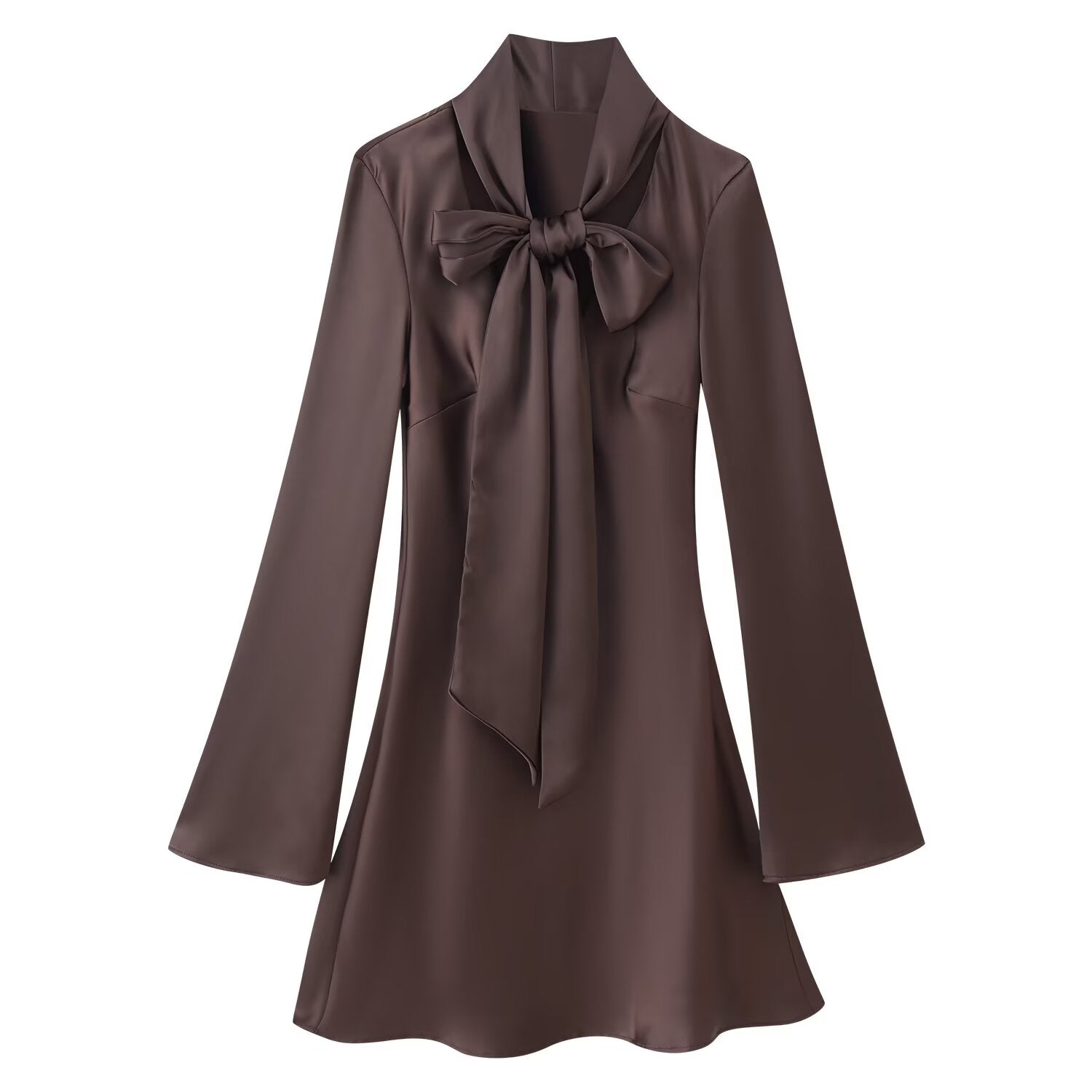 Autumn Women Coat Silk Satin Texture Scarf Dress by Ragazza
