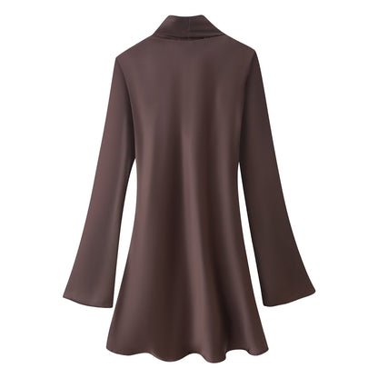 Autumn Women Coat Silk Satin Texture Scarf Dress by Ragazza