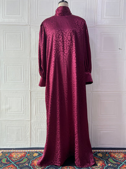 Summer Loose Bowknot Jacquard Plus Size Long Sleeve Dress by Ragazza