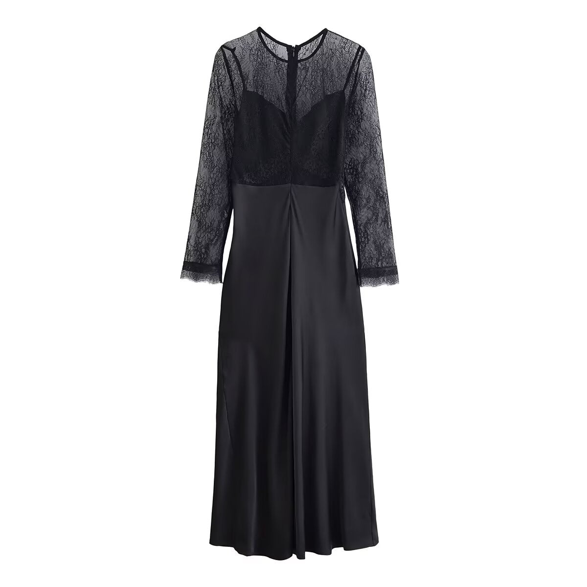 Women Clothing Winter Sexy Long Sleeve Lace Stitching Dress by Ragazza