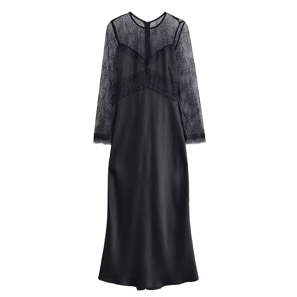 Women Clothing Winter Sexy Long Sleeve Lace Stitching Dress by Ragazza