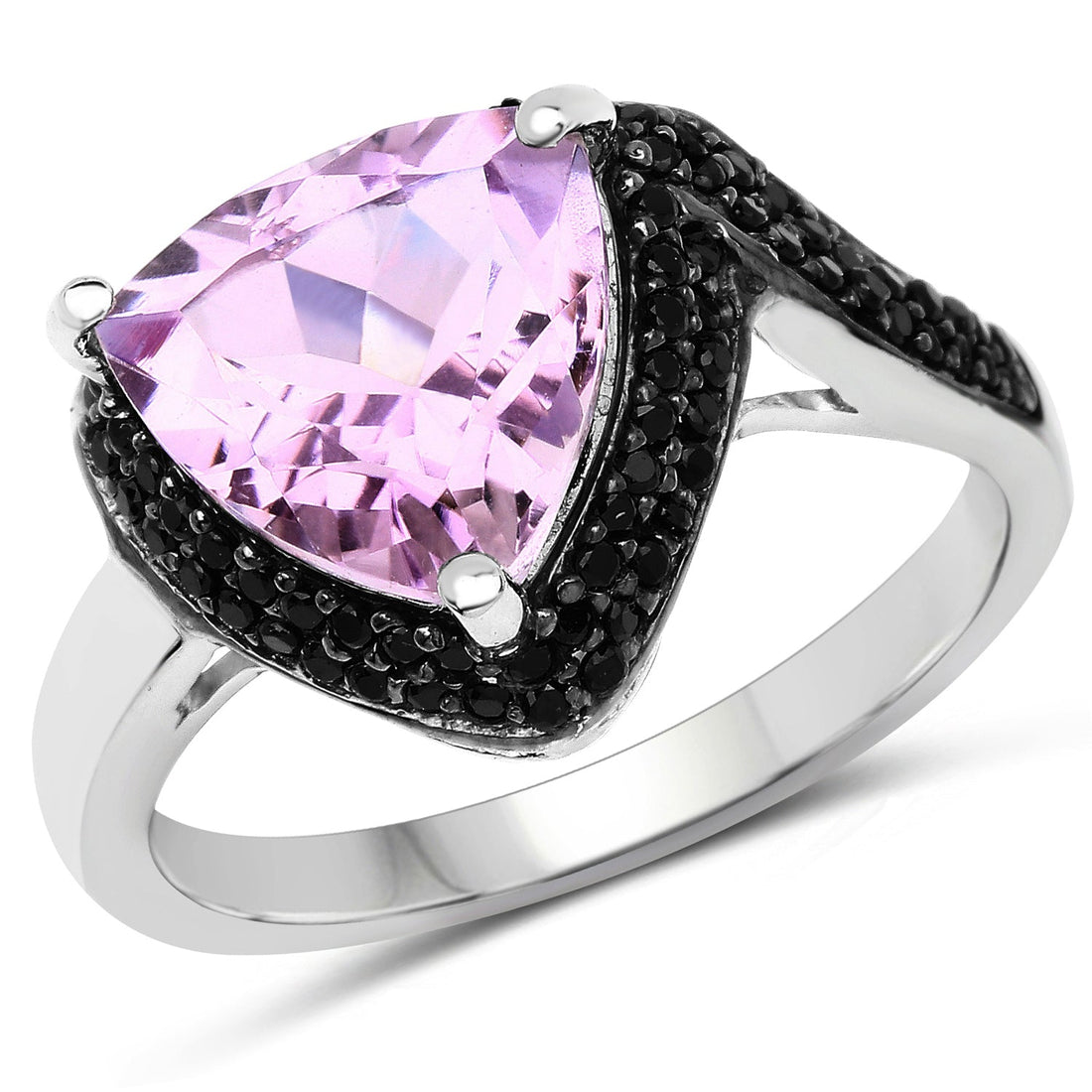 3.53 Carat Genuine Pink Amethyst and Black Spinel .925 Sterling Silver Ring by Bids.com