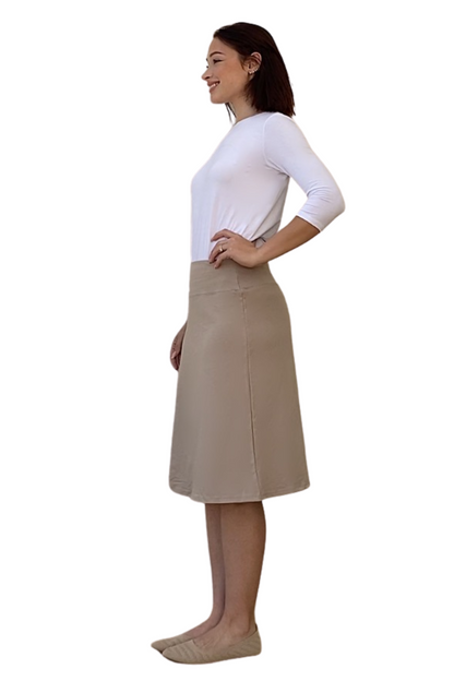 Sporty A-Line Cotton Spandex French Terry Skirt – Knee Length by Kosher Casual USA