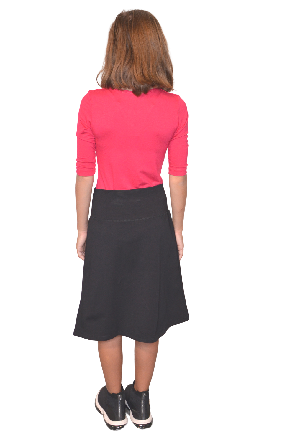 Girls Sporty A-Line Stretch Cotton Spandex Skirt – Knee Length by Kosher Casual USA