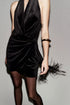 Decorated Tassel Velvet Short Dress by Ragazza