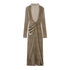 Women Clothing Backless Slim Fit Pleated Padded Shoulder Velvet Dress by Ragazza