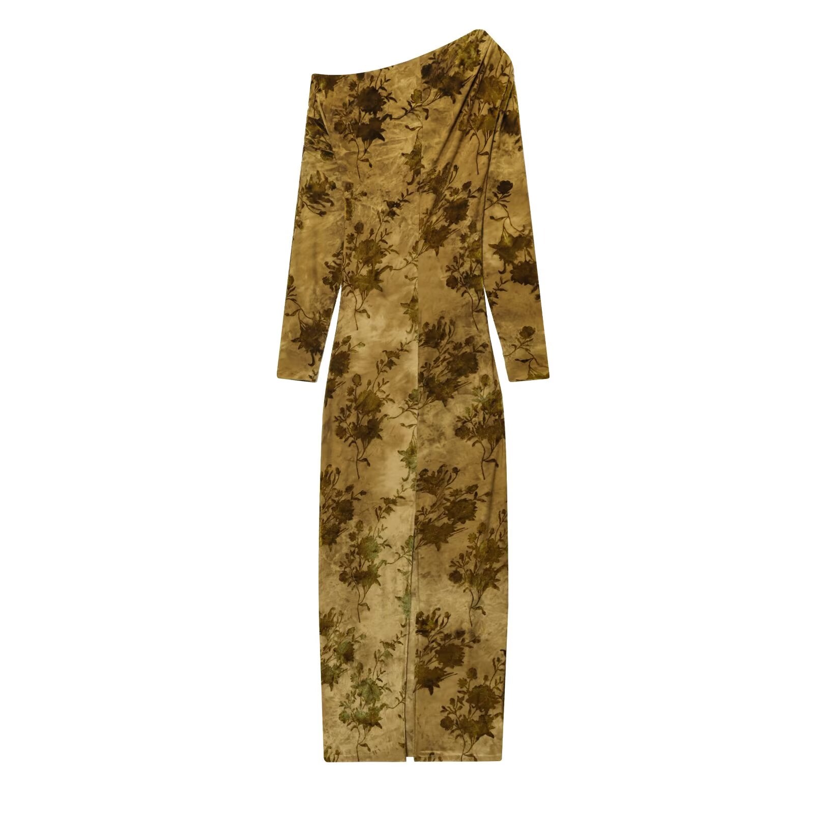 Women Clothing Autumn Lightly Mature Slim Slimming Flocking Pleated Dress by Ragazza