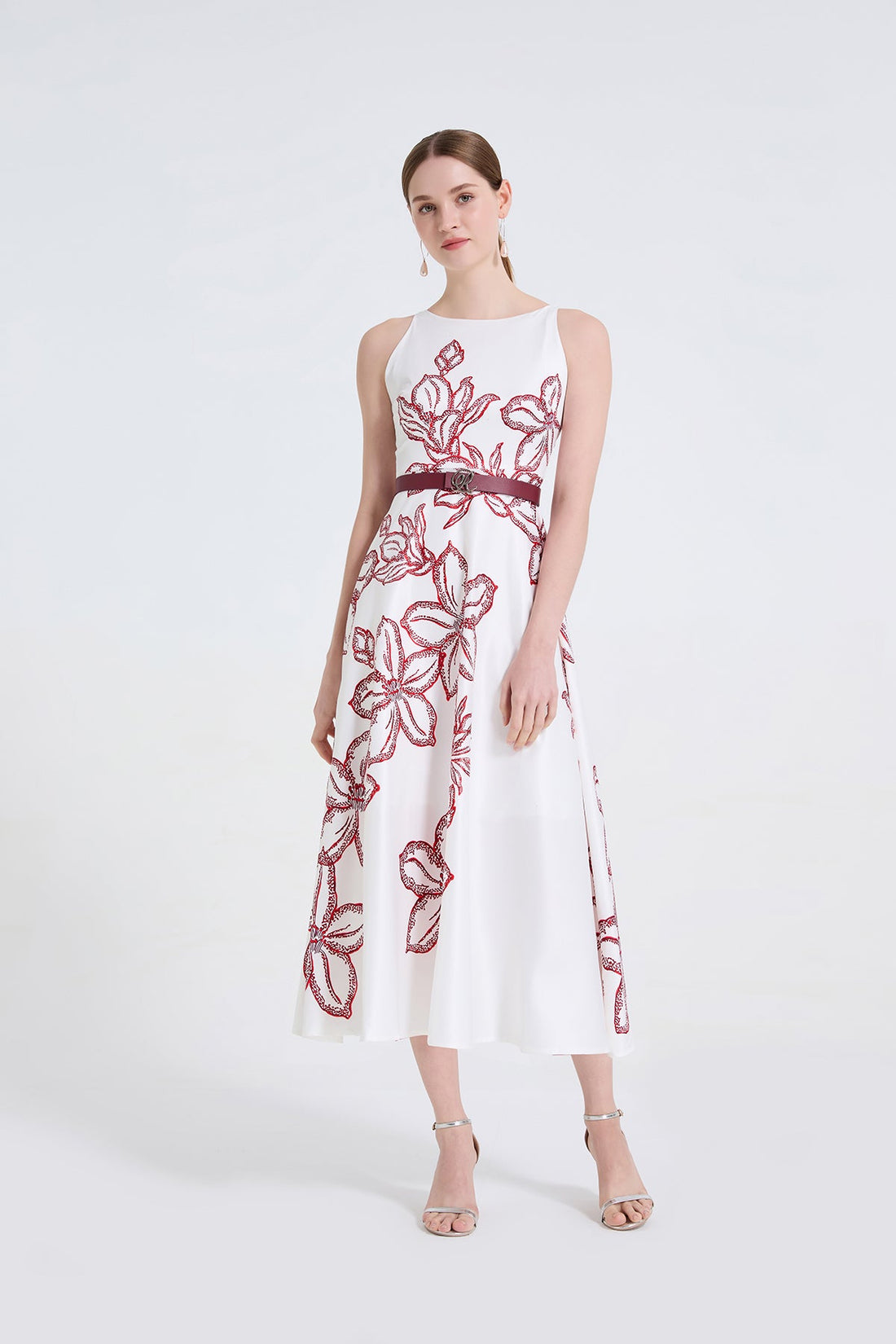 Women High End Three Dimensional Printed Round Neck High Waist A Line Dress by Ragazza