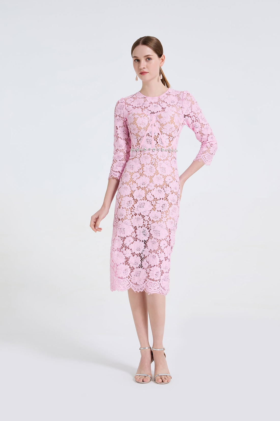 Women Lace Fishbone Beaded Dress A Fitted And Hourglass Shaped Dress by Ragazza