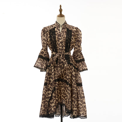 Women Retro And Sexy Dress With Lace Trim And Tie On Waistband by Ragazza