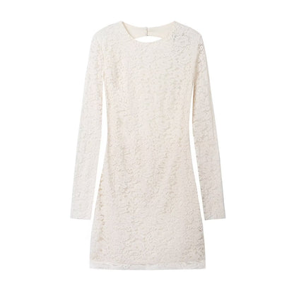 Fall Women Clothing Lace Backless Long Sleeves Wide Hem Long Sleeve Slimming Dress Women by Ragazza