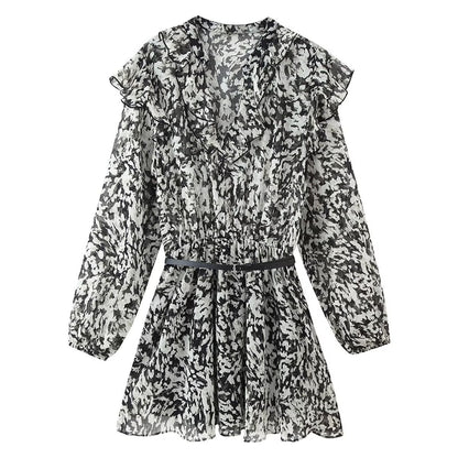 Women Clothing Western with Belt Printed Mini Dress by Ragazza