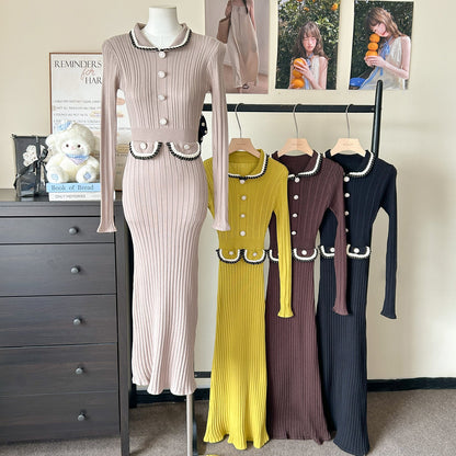 Women Spring Autumn Style Babydoll Dress With Knitted Long Dress by Ragazza