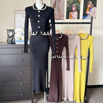 Women Spring Autumn Style Babydoll Dress With Knitted Long Dress by Ragazza