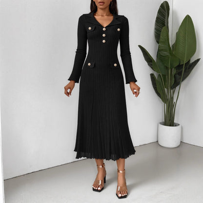 Women Autumn And Winter Fitted Slimming Waist Knitted Dress by Ragazza