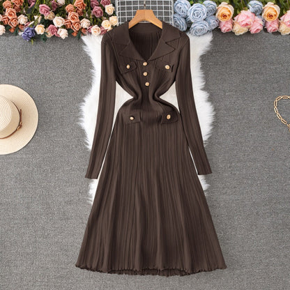 Women Autumn And Winter Fitted Slimming Waist Knitted Dress by Ragazza